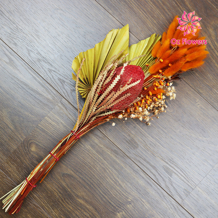 Long Lasting Beautiful Dried Flower Bouquet Bold Colors Yellow Red Orange