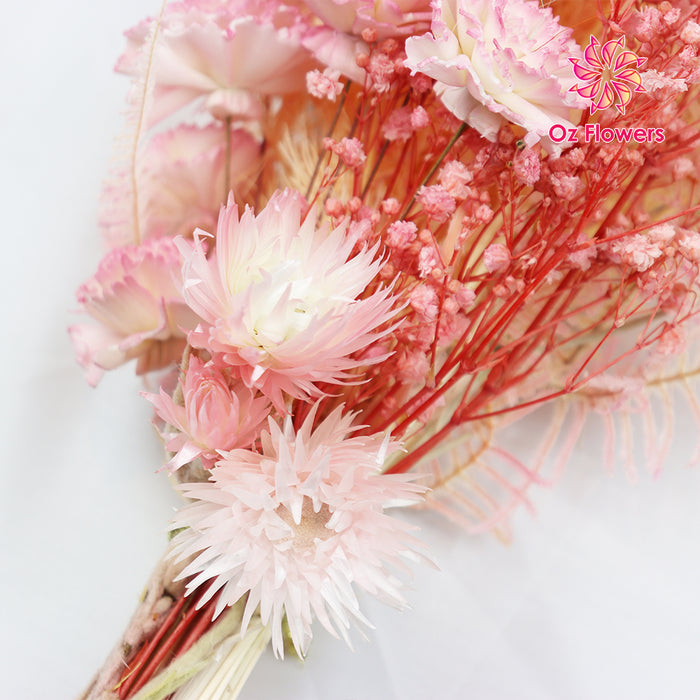 Long Lasting Beautiful Dried Flower Bouquet Light Orange Pink