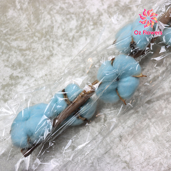 Blue Natural Dried Cotton Flowers Stick