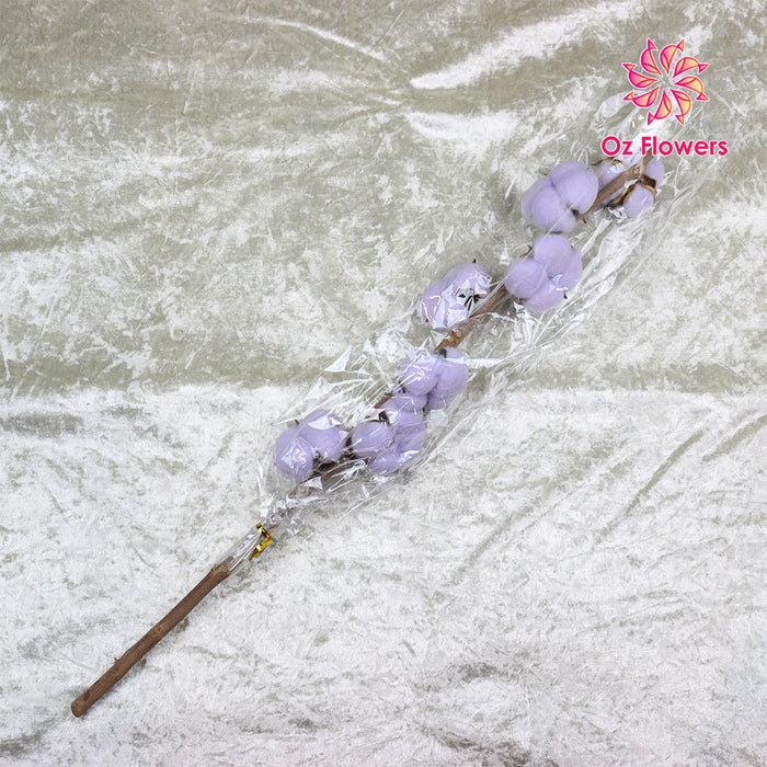 Purple Natural Dried Cotton Flowers Stick