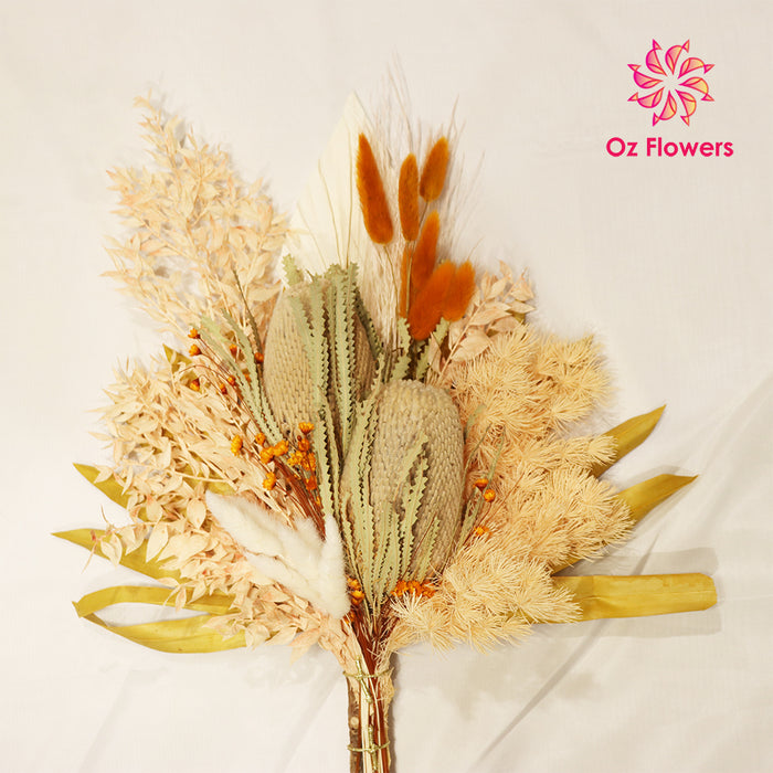 Long Lasting Beautiful Dried Flower Bouquet Orange White Cream Yellow