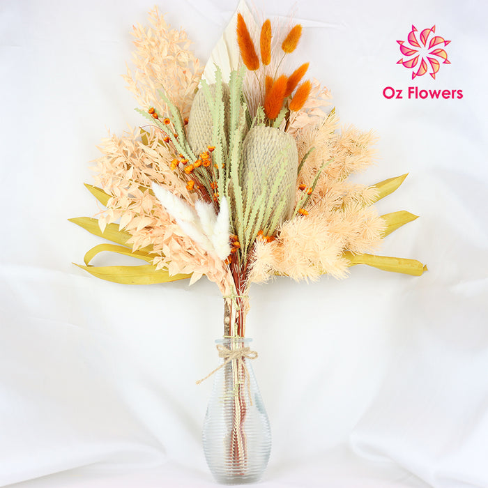 Long Lasting Beautiful Dried Flower Bouquet Orange White Cream Yellow